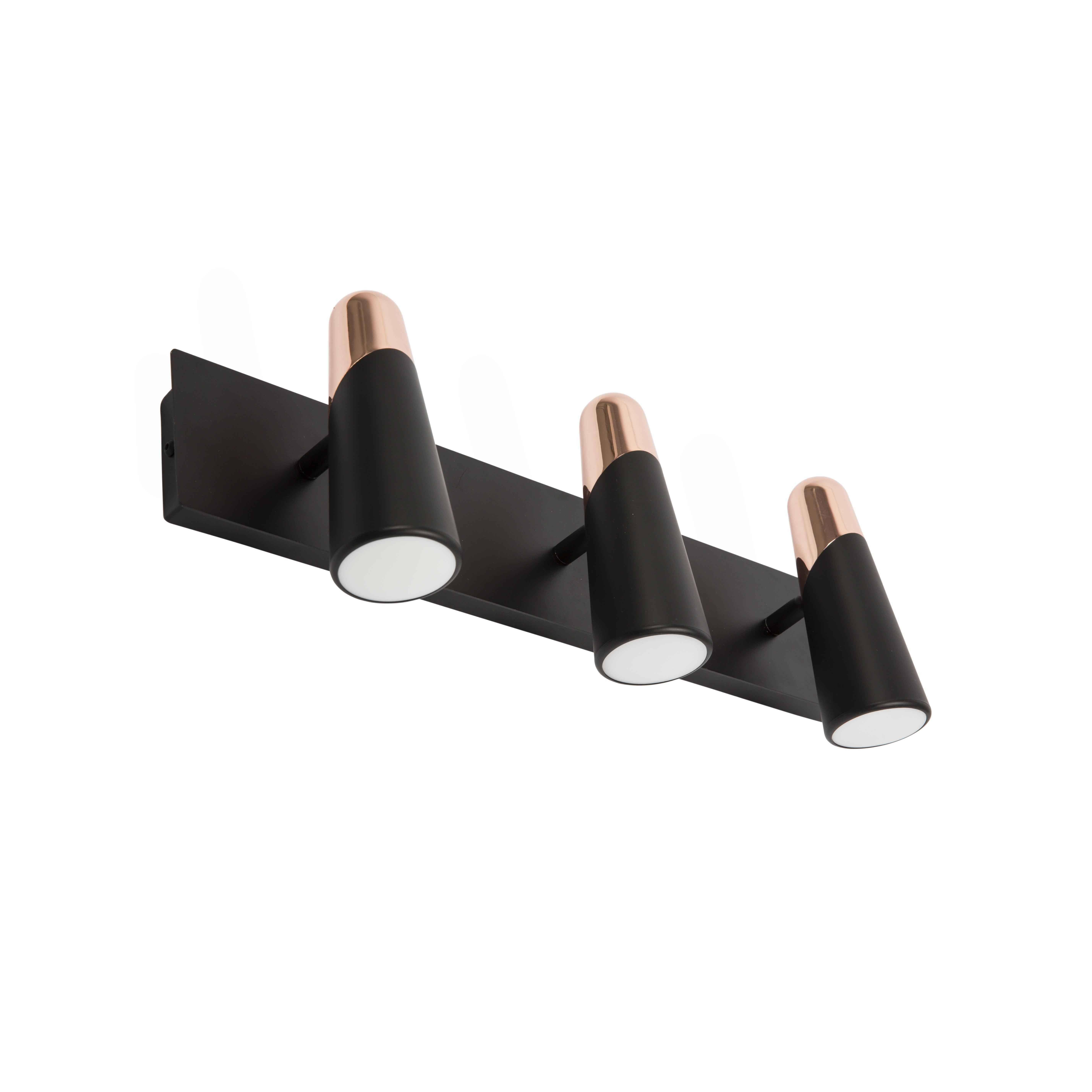 Lao Led Black And Copper Wall Lamp 3 Light