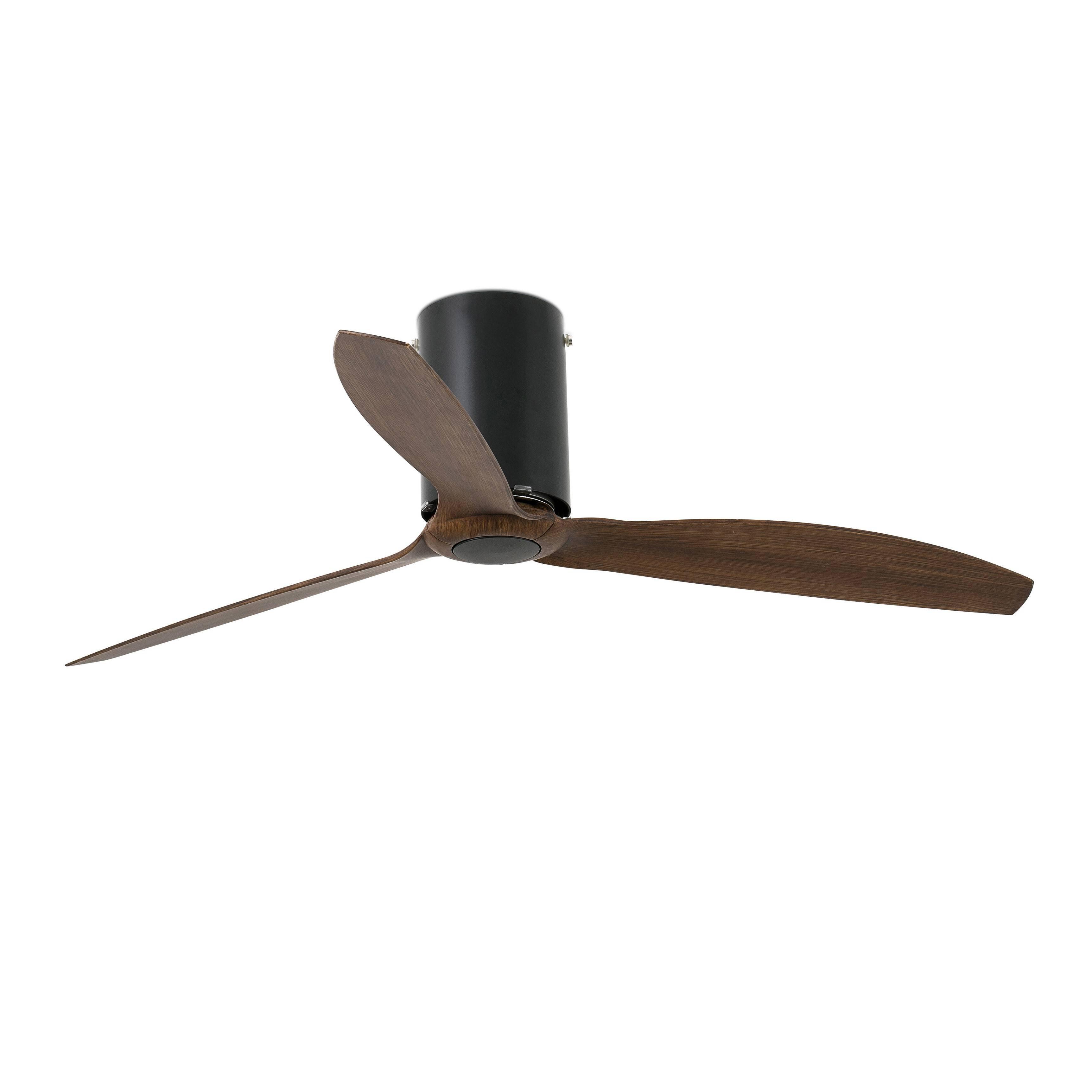 Mini Medium Ceiling Fan Wood Matt Black Optional LED Light Sold Separately