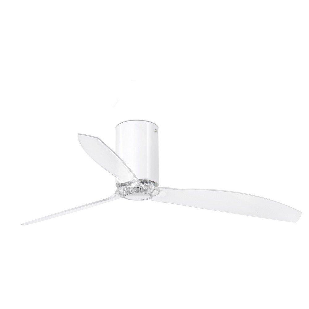 MiniTube Shiny White Transparent Ceiling Fan With DC Motor Smart Remote Included