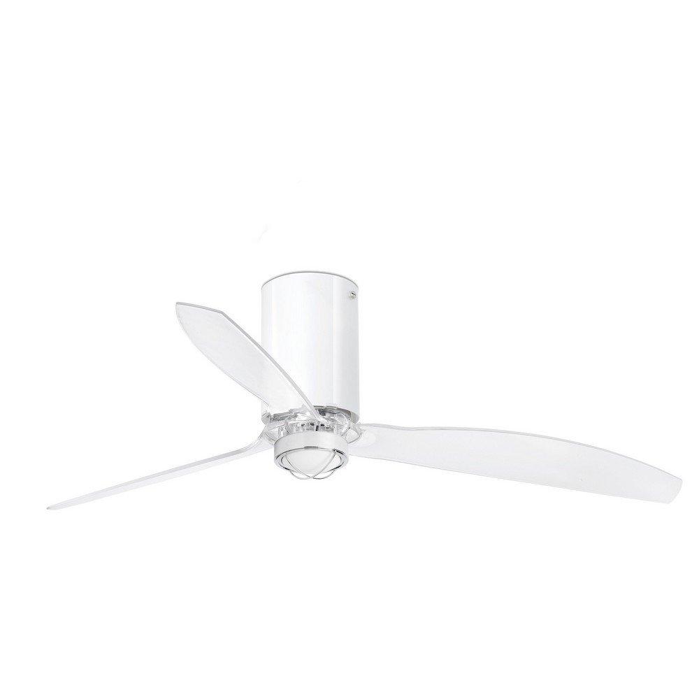 MiniTube LED Shiny White Transparent Ceiling Fan with DC Motor 3000K