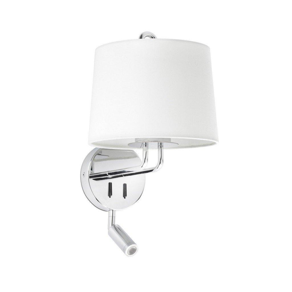 Montreal Chrome White Shade Wall Lamp With Reading Light