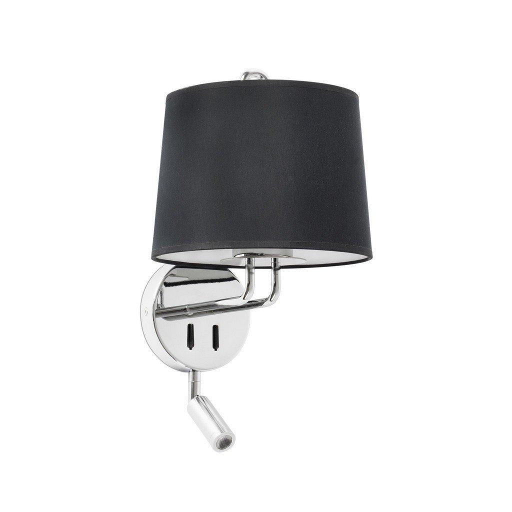 Montreal Chrome Black Shade Wall Lamp With Reading Light