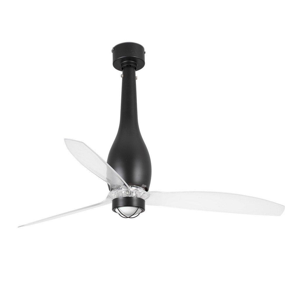 Eterfan LED Matt Black Transparent Ceiling Fan with DC Motor Smart Remote Included 3000K