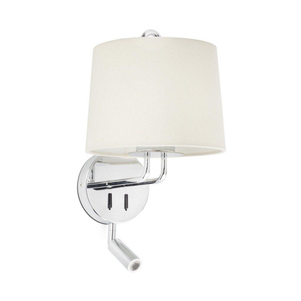 Montreal Chrome Beige Shade Wall Lamp With Reading Light