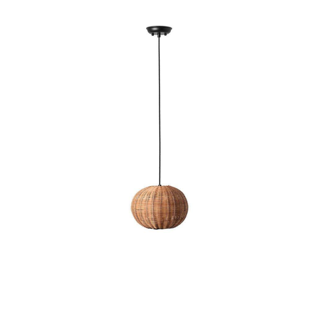 Haka Black Rattan Globe Pendant Lamp 25cm 2700K