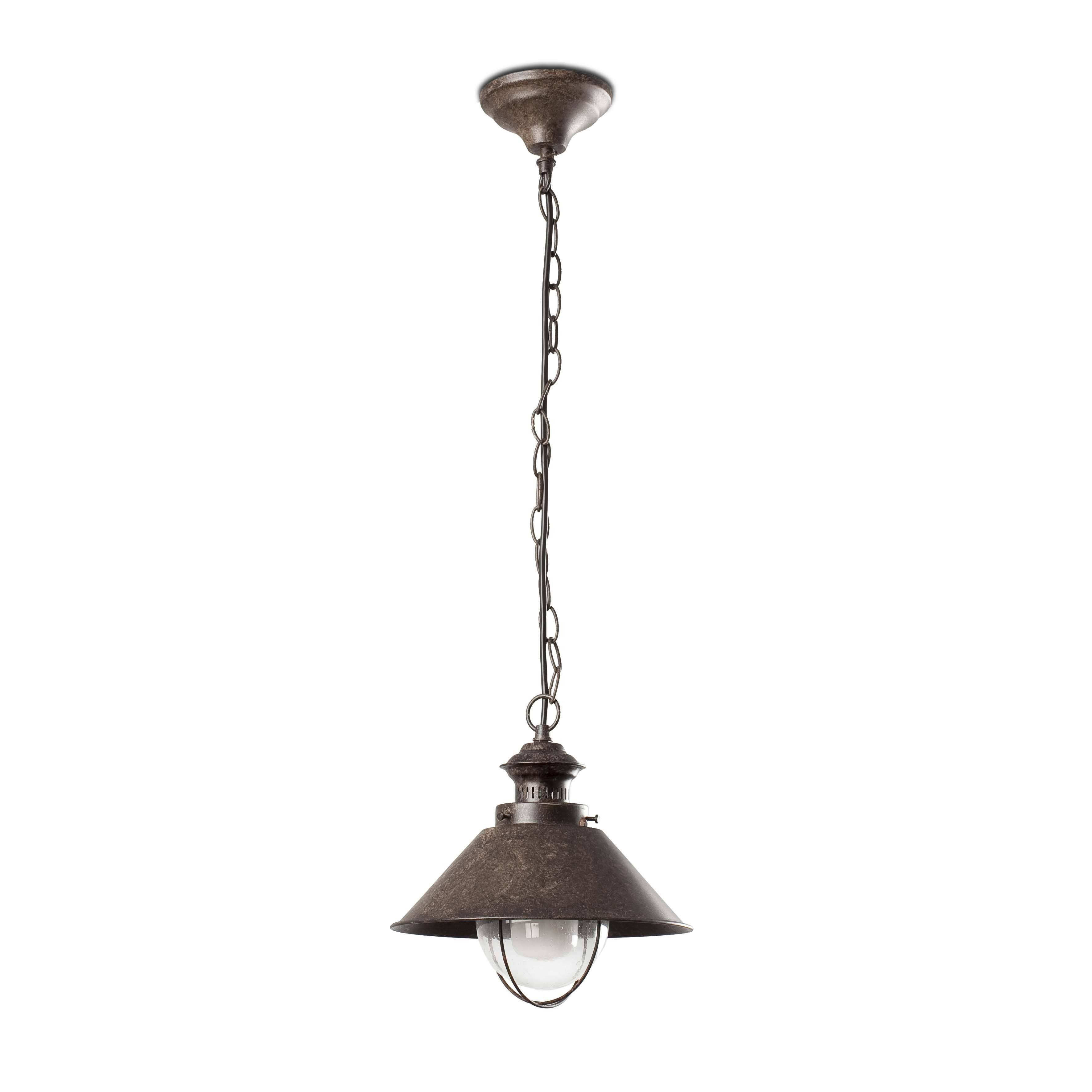 Nautica 1 Light Small Outdoor Ceiling Pendant Light Clear Rust Brown E27