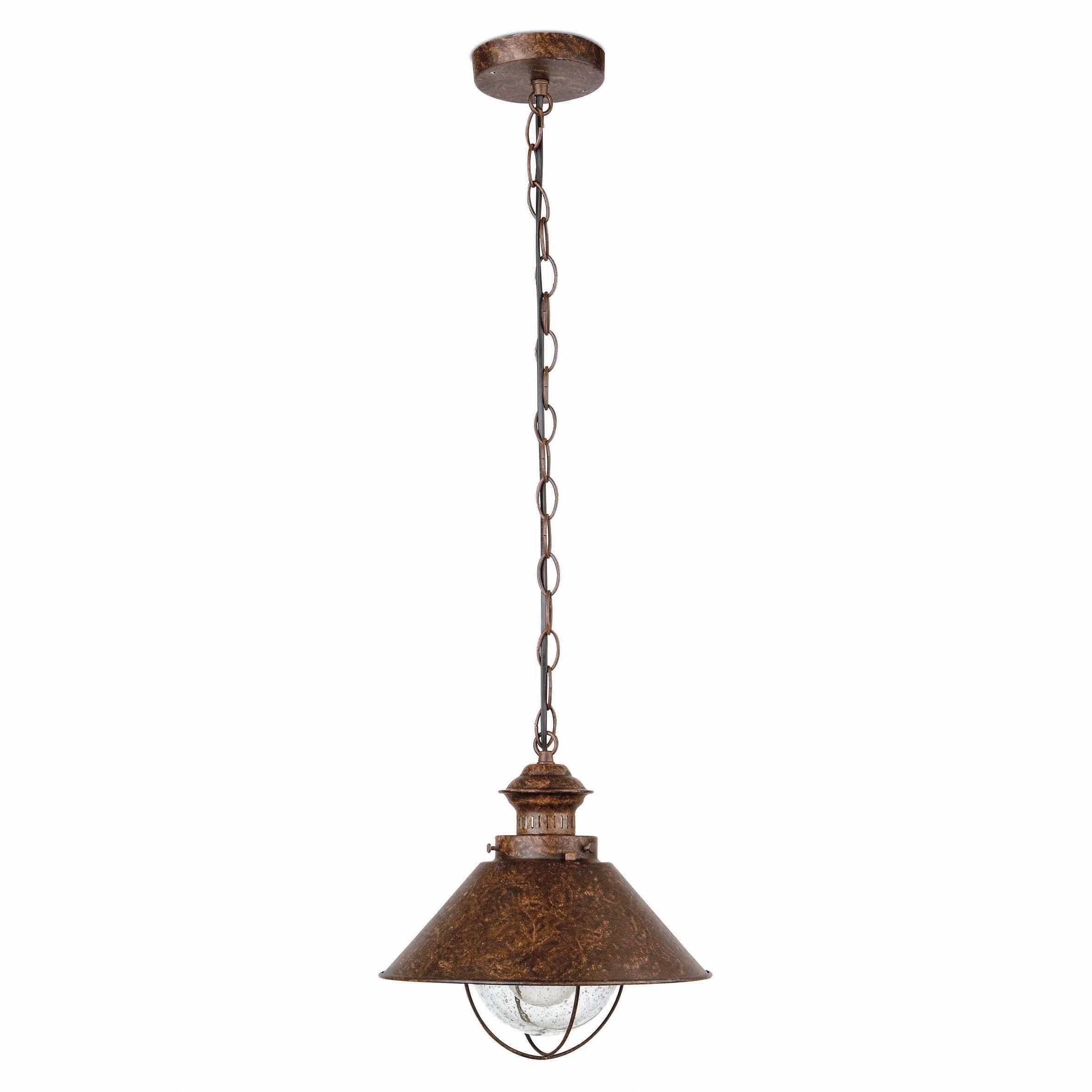 Nautica 1 Light Large Outdoor Ceiling Pendant Light Clear Rust Brown E27