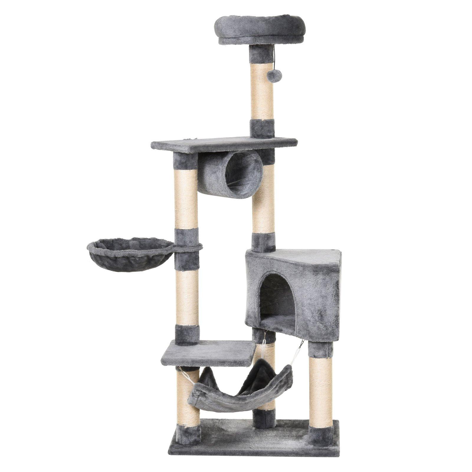 150cm Cat Tree Tower Activity Stand House Scratching Posts Grey