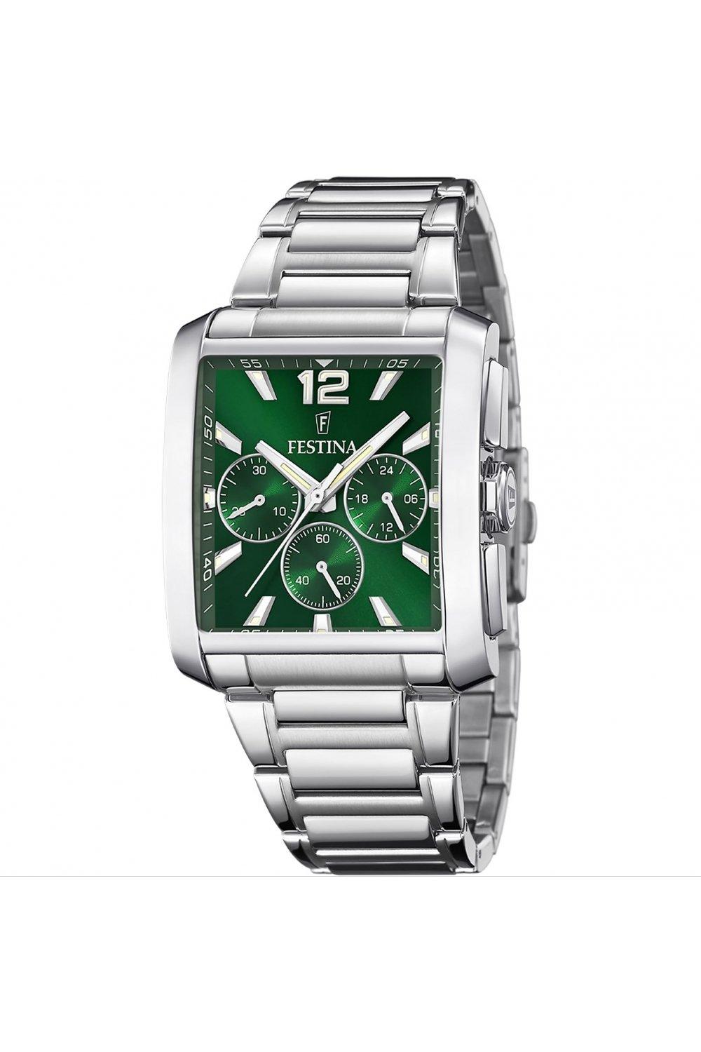 timeless chronograph stainless steel classic quartz watch - f20635/3