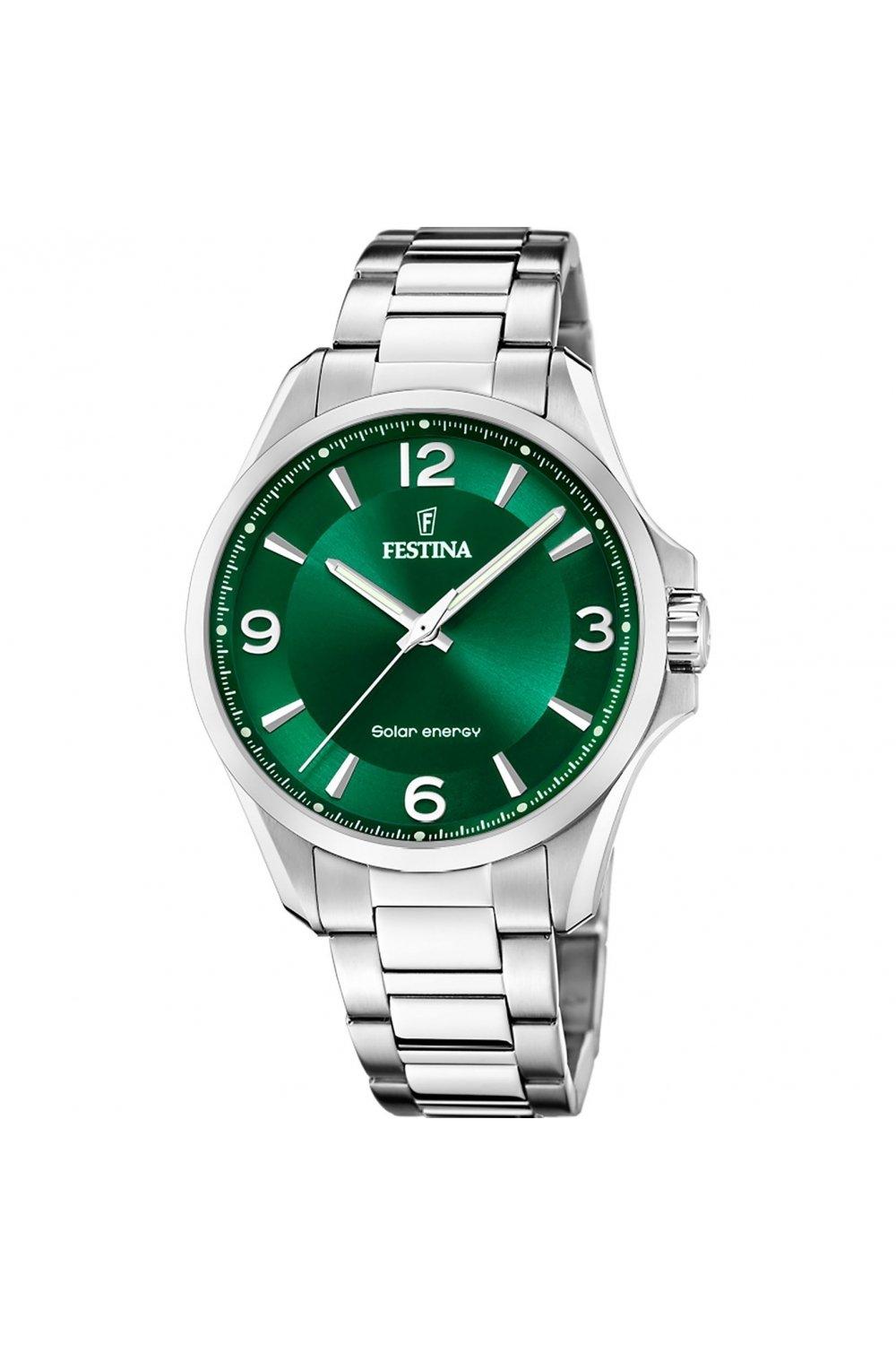 stainless steel classic analogue solar watch - f20656/3