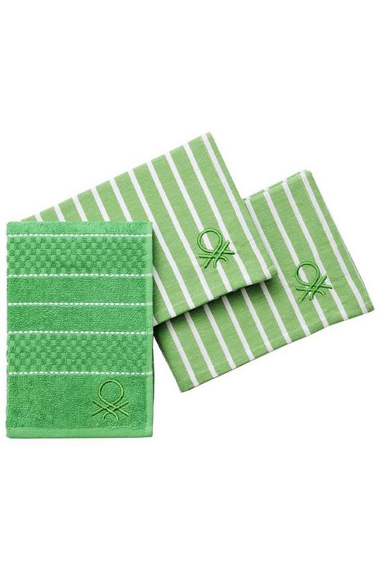 United Colors of Benetton United Colors Set of 3 Kitchen Napkins 100% Cotton Green 1