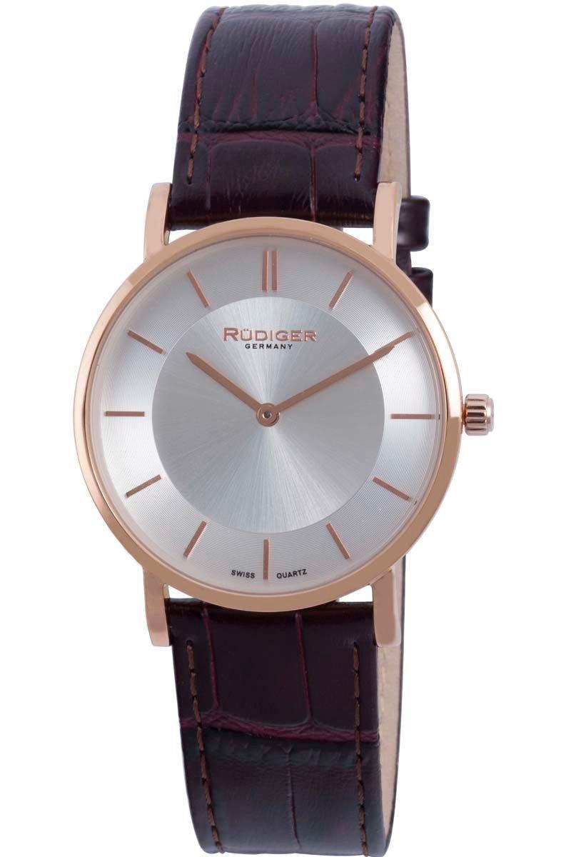 Rudiger Men's R3000-09-001L Leipzig Rose Gold Silver Dial Leather  Wristwatch | eBay