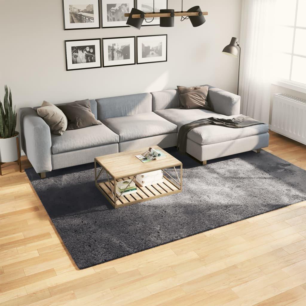 Rug Short Pile Soft and Washable Anthracite 200x280 cm