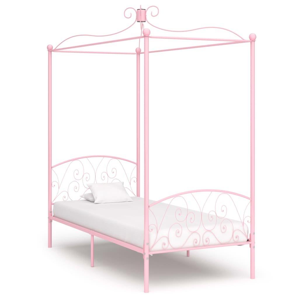 Canopy Bed Frame Pink Metal 90x200 cm