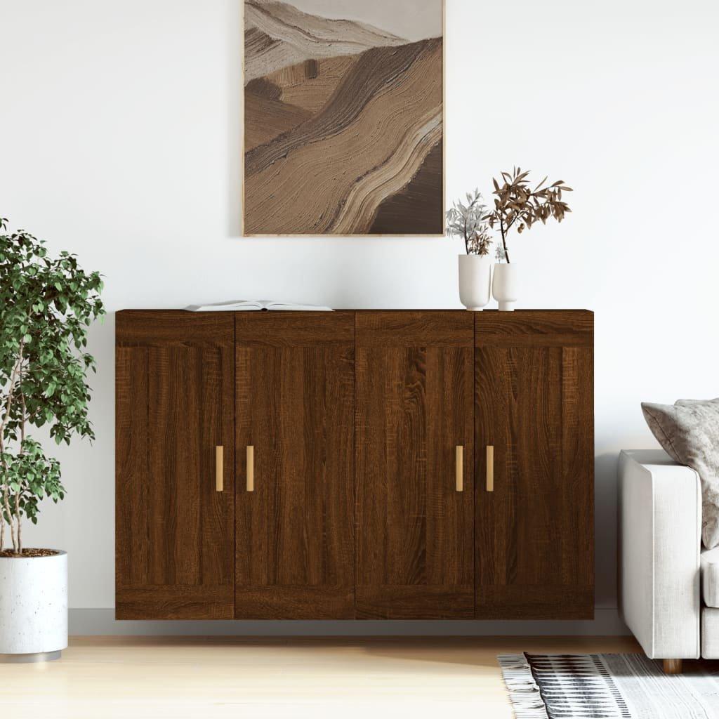 Wall Mounted Cabinets 2 pcs Brown Oak Engineered Wood