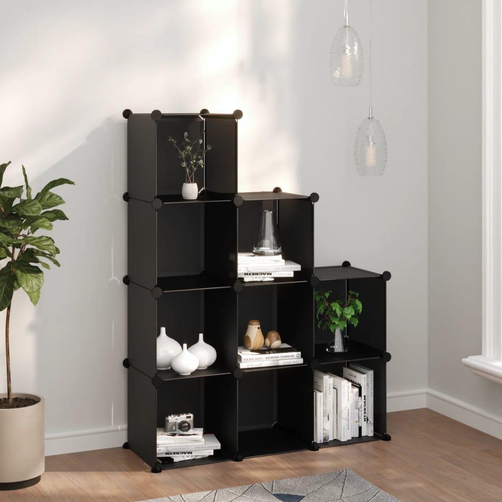 Storage Cube Organiser with 9 Cubes Black PP