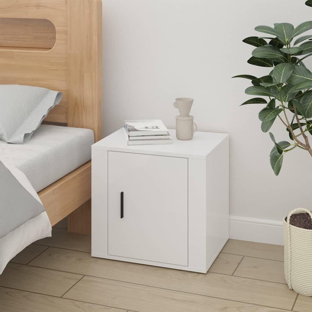 Bedside Cabinet High Gloss White 50x39x47 cm