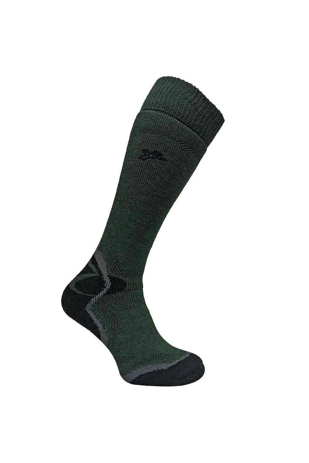 Merino Wool Long Knee High Padded Heel Green Socks