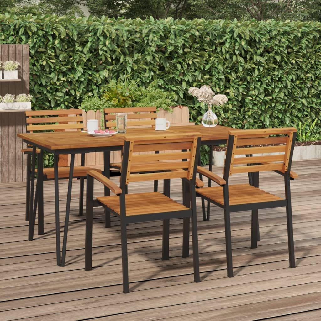 Garden Table with Hairpin Legs 160x80x75 cm Solid Wood Acacia