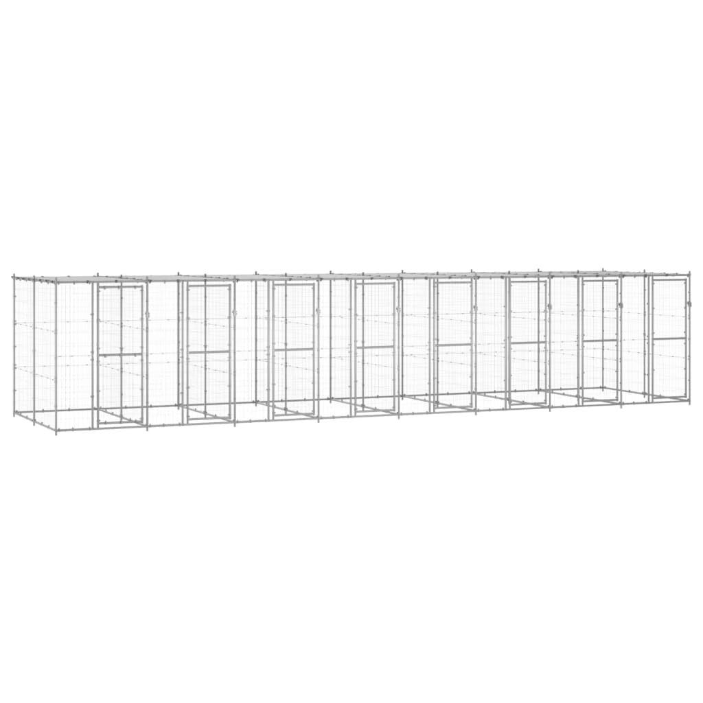 Outdoor Dog Kennel Galvanised Steel with Roof 19.36 mA2