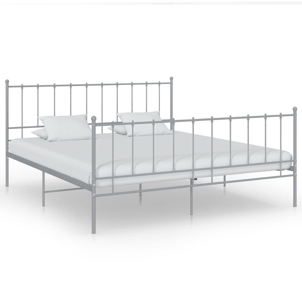 Bed Frame Grey Metal 200x200 cm