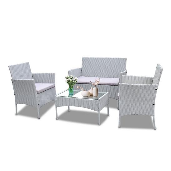 Rattantree 4 Seater Rattan Garden Furniture Set with 2 Single Chairs, 1 Double Sofa and 1 Table 2