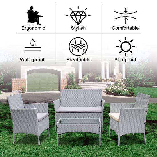 Rattantree 4 Seater Rattan Garden Furniture Set with 2 Single Chairs, 1 Double Sofa and 1 Table 6