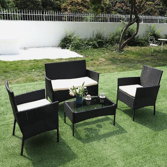 Rattantree 4 Seater Rattan Garden Furniture Set with 2 Single Chairs, 1 Double Sofa and 1 Table 6