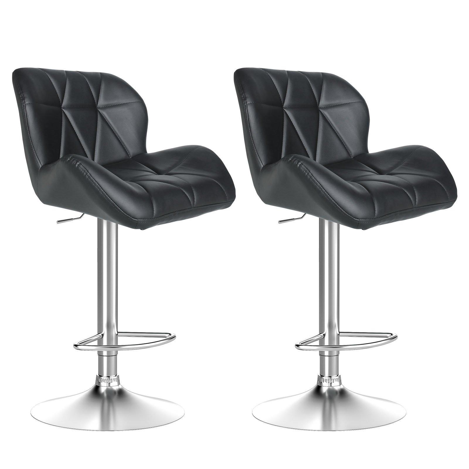 Set of 2 Bar Stools,Swivel PU Leather Bar Chairs for Home&Kitchen(Black)
