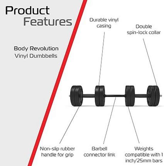 Alivio 30KG Adjustable Vinyl Weights Dumbbells Set For Body Fitness 2