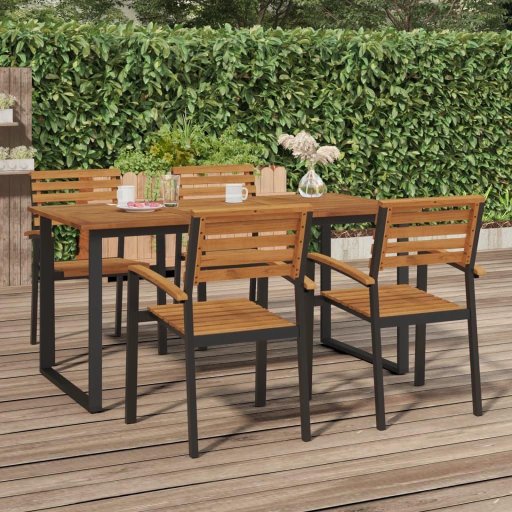 Garden Table with U-shaped Legs 160x80x75 cm Solid Wood Acacia