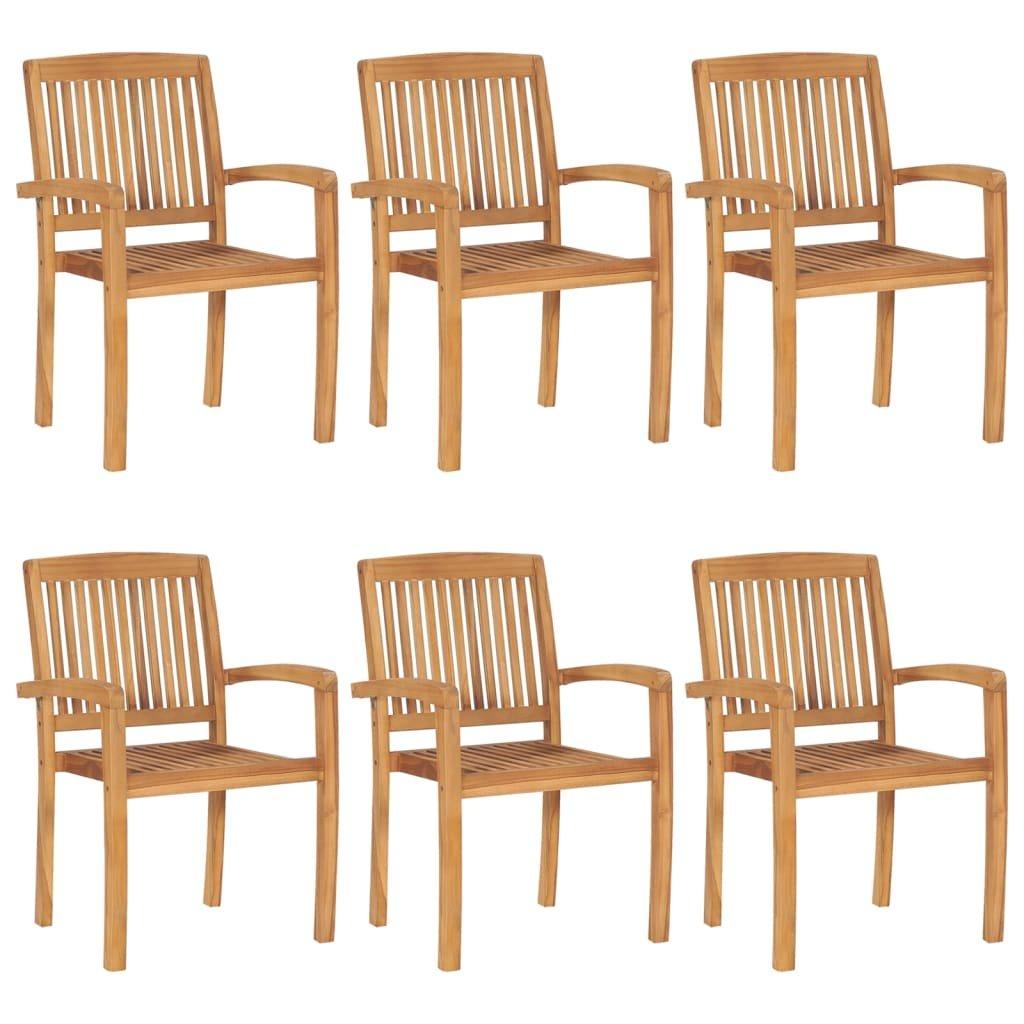 Stacking Garden Chairs 6 pcs Solid Teak Wood