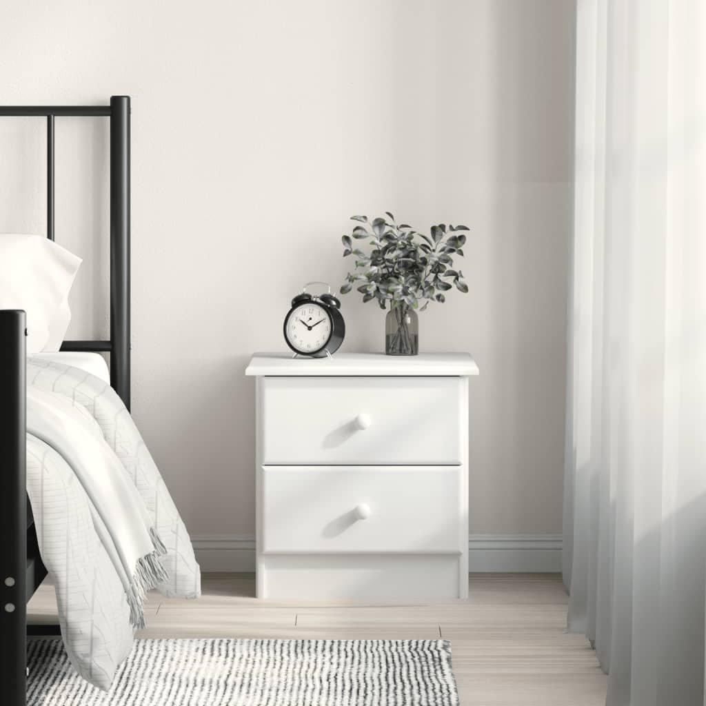 Bedside Cabinet ALTA White 43x35x40.5 cm Solid Wood Pine