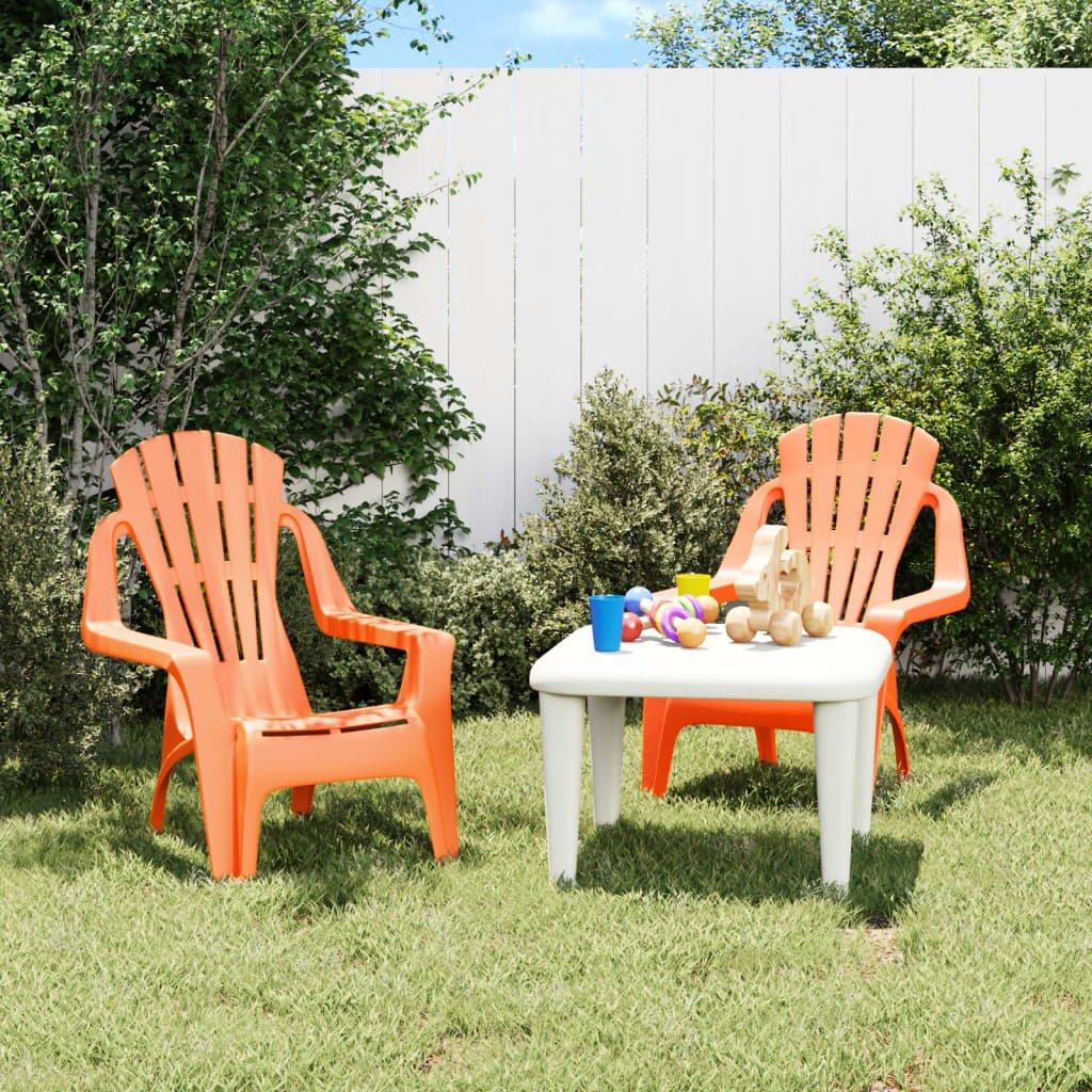 Garden Chairs 2 pcs for Children Orange 37x34x44cm PP Wooden Look