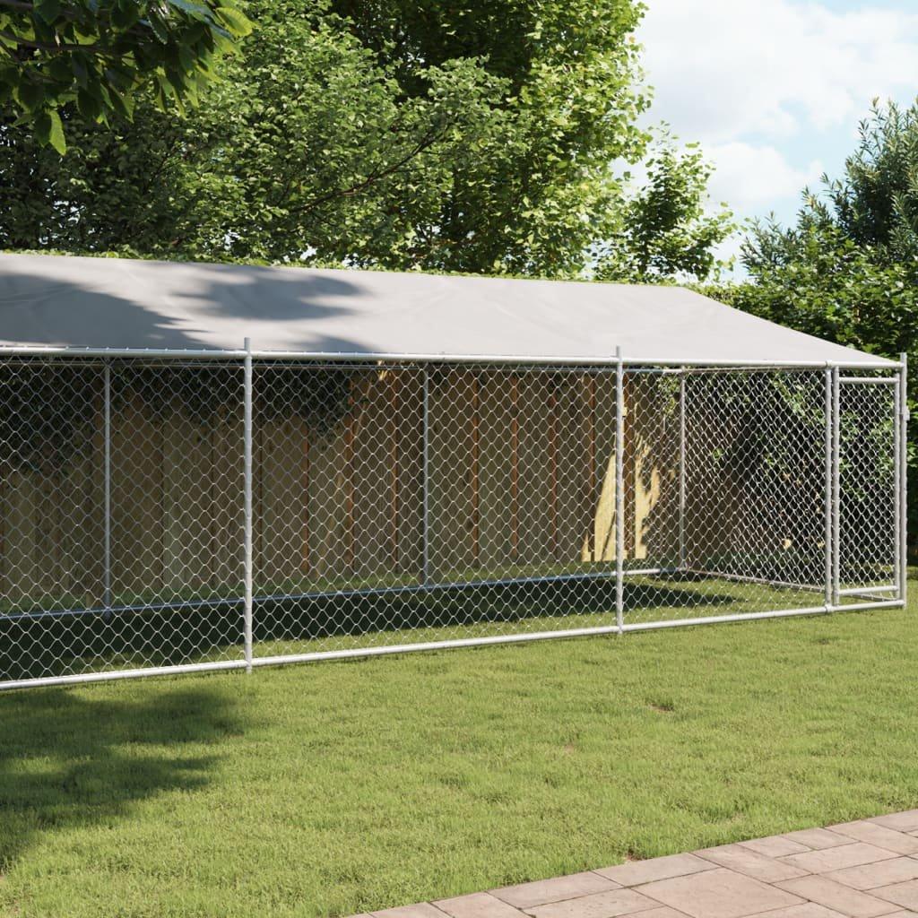 Dog Cage with Roof and Door Grey 8x2x2 m Galvanised Steel