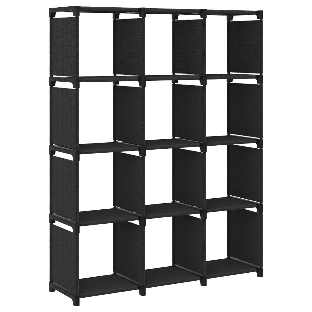 12-Cube Display Shelf Black 103x30x141 cm Fabric