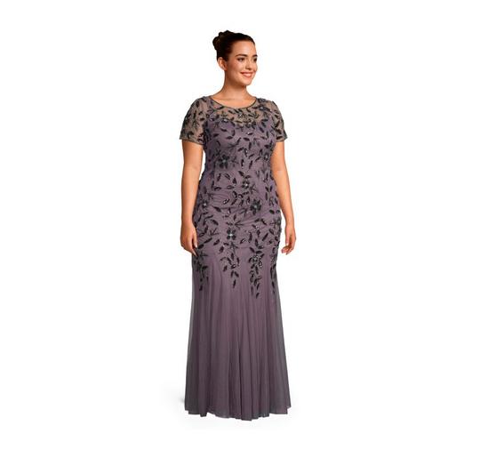 Adrianna Papell Plus Beaded Gown with Godets 3