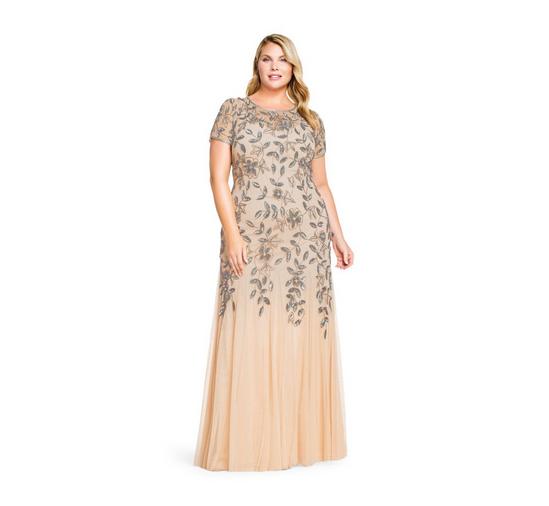 Adrianna Papell Plus Beaded Gown with Godets 1