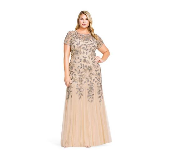 Adrianna Papell Plus Beaded Gown with Godets 3