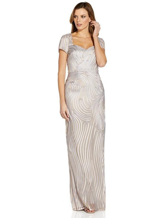 Adrianna Papell Ribbon Embroidered Column Gown 4