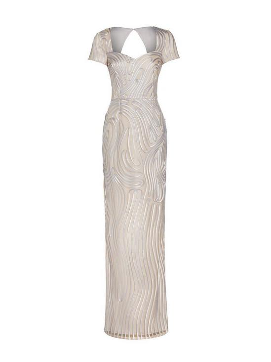 Adrianna Papell Ribbon Embroidered Column Gown 5