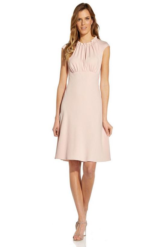 Adrianna Papell Crepe Pearl Neck Short Dress 4