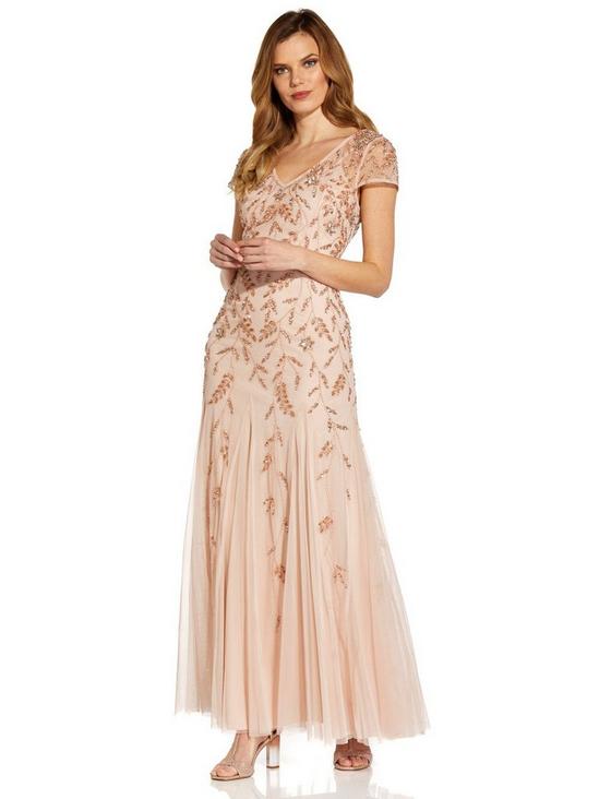 Adrianna Papell Beaded Godet Gown 1