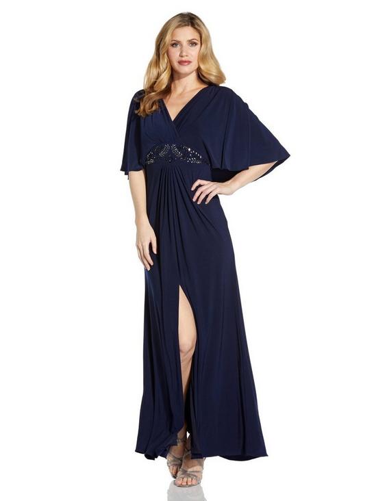 Adrianna Papell Jersey Bead Cape Gown 4