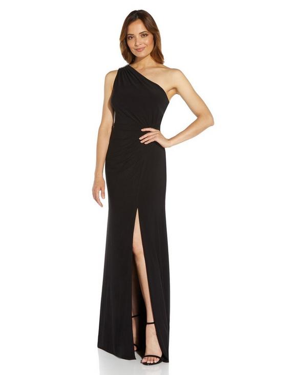 Adrianna Papell Jersey One Shoulder Gown 1