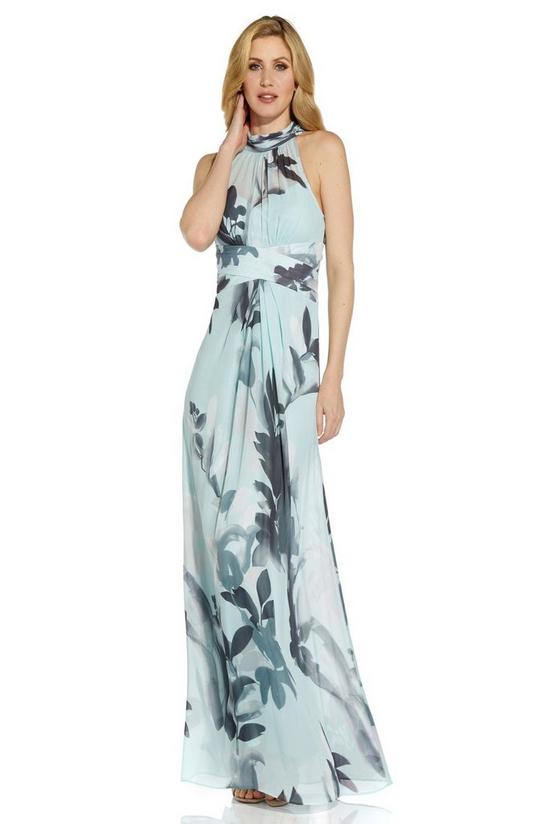 Adrianna Papell Printed Chiffon Halter Gown 1