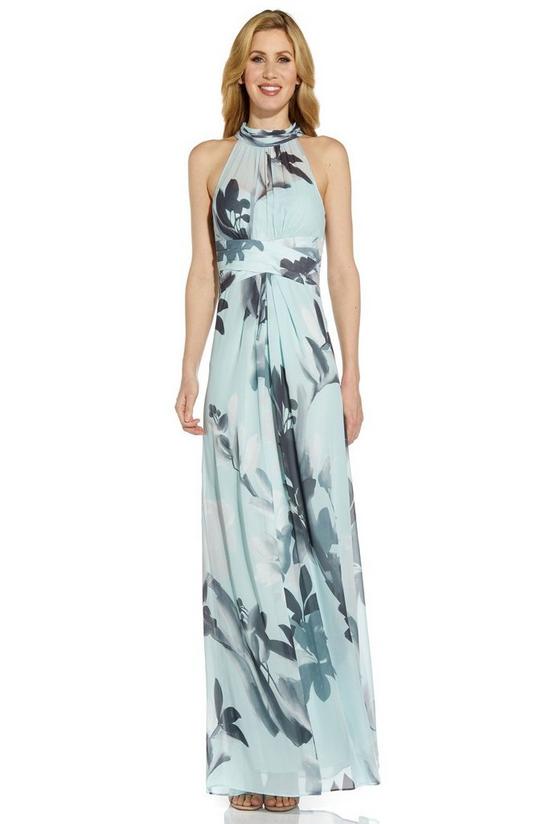 Adrianna Papell Printed Chiffon Halter Gown 4