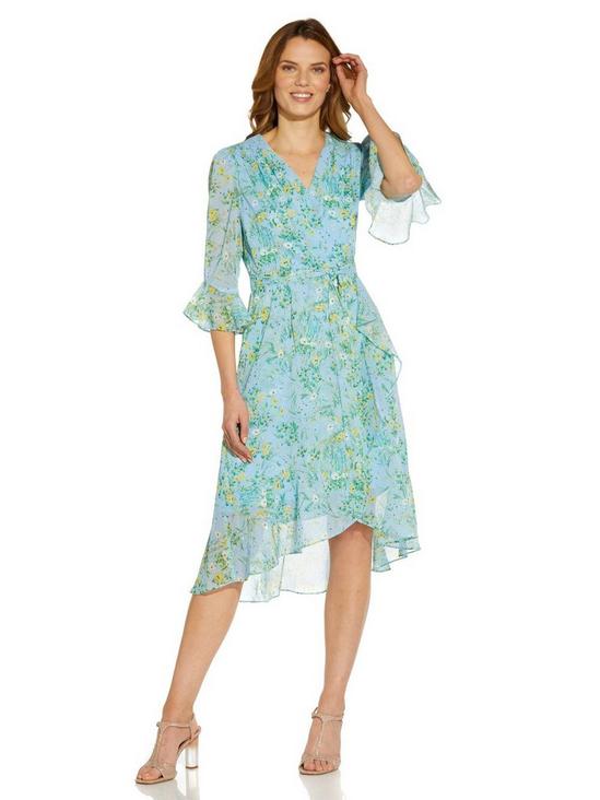 Adrianna Papell Floral Ruffle Wrap Dress 1
