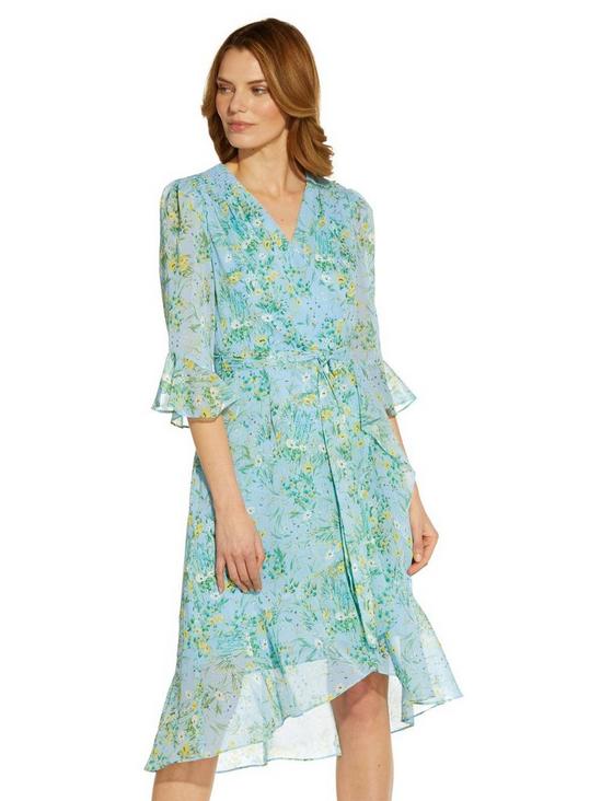 Adrianna Papell Floral Ruffle Wrap Dress 4