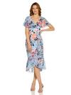 Adrianna Papell Floral Faux Wrap Ruffle Dress thumbnail 1